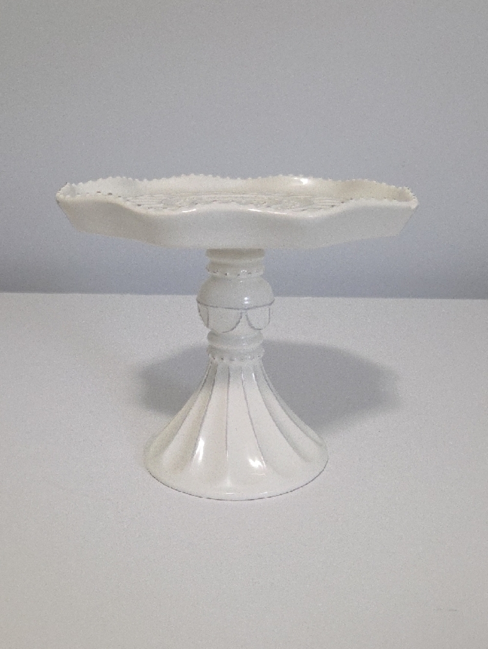 White Ceramic Small Pedestal Cake Stands - Set of 2 - Picture 6 of 7